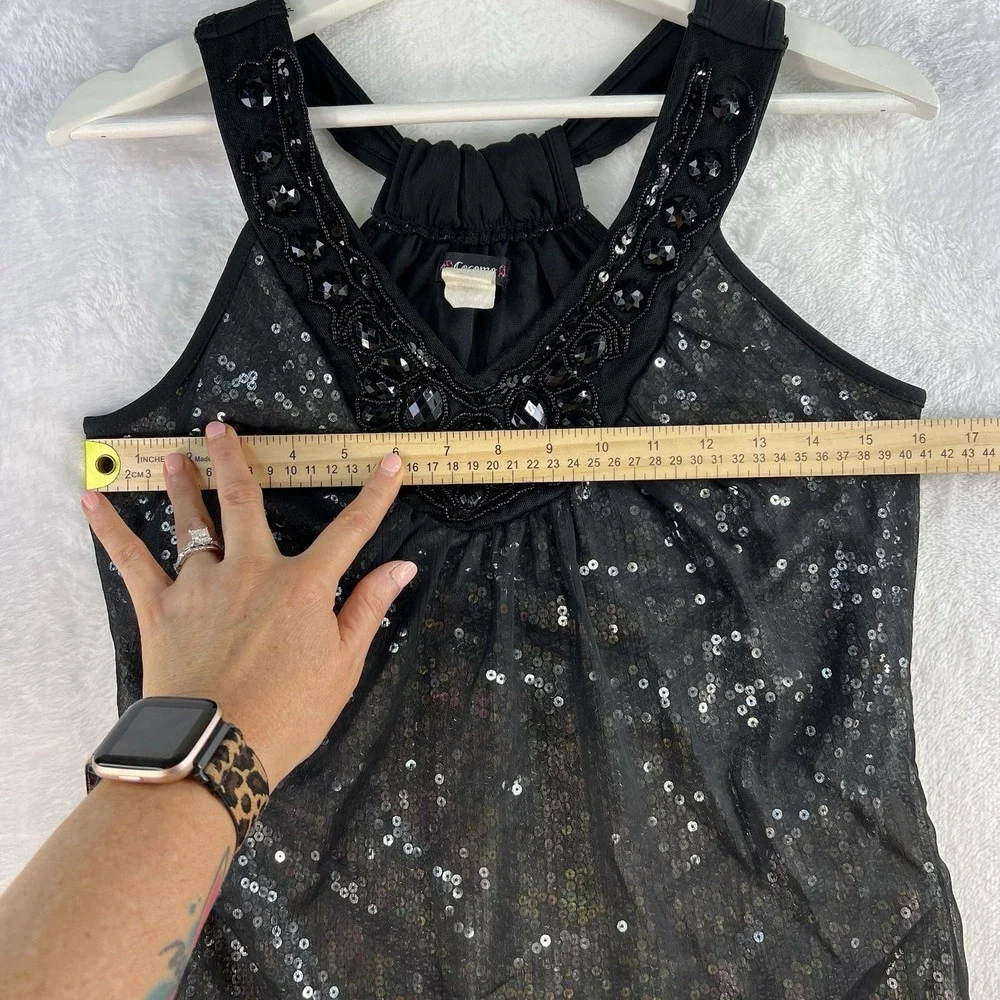 Vtg Y2K Cocomo S Small Halter Tank Top Sequin Y2K Whimsygoth Fairy Coquette
